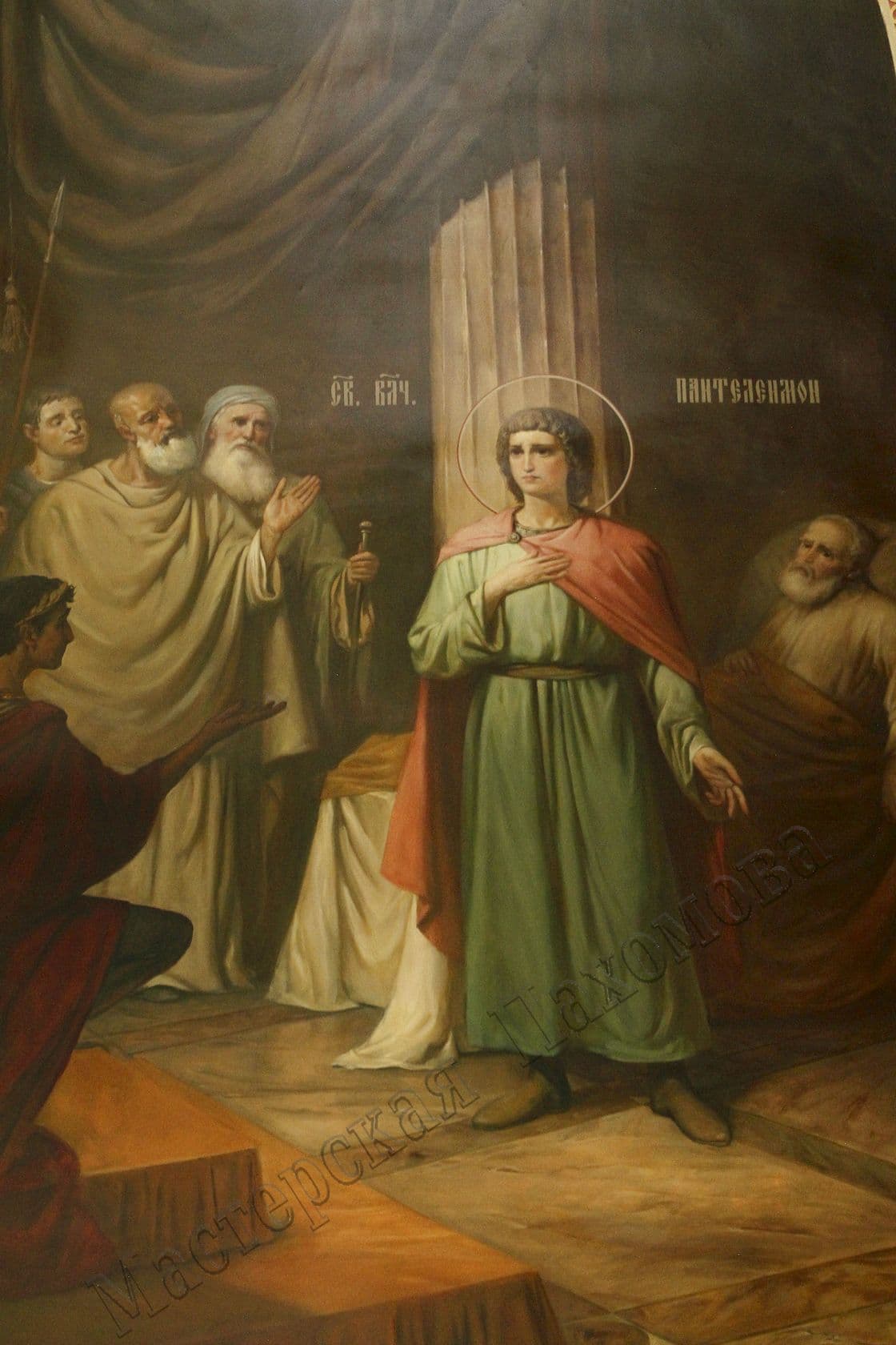 Беседа Святого Пантелеймона с императором Максимианом. Авторская роспись храма